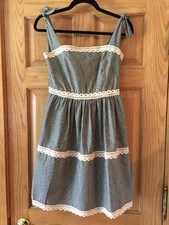 NWT Suzabelle Typeography Grey Pinstripe Dress Sundress.  Sizes XS And S Women's picture