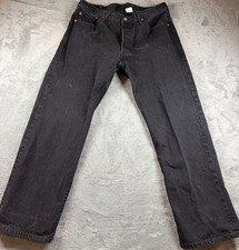 Vtg Levi's 501 Black Jeans Men 36x30 Button Fly Straight Leg Distressed picture