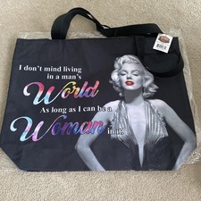NWT Hollywood Legend Marilyn Monroe NWT Black Graphic Print Large Zip Tote Bag picture