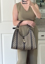 Authentic Gucci Vintage Supreme Jackie PVC signature Canvas Hobo shoulder bag picture