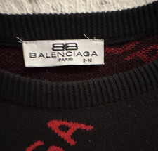 Balenciaga Unisex Kids Black/Red Logo Knit Pullover Jacket Long Sleeve 9-10 picture