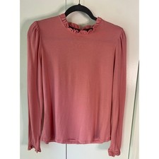 Boden Supersoft Frill Detail Long Sleeve Pink Rose Top Cotton picture