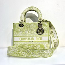 Christian Dior D-Lite Toile de Jouy Green White Embroidered Canvas 2 Way Bag picture