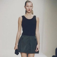 VINTAGE PRADA Fall 1994 Nylon Mini Skirt  Anthracite Bottom 1990s Archive Design picture