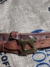 60’s BRASS Belt Buckle Duncan Laurie Hippie Double Brown Leather 43” handmade. picture