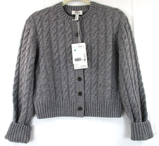 -NWT COS 100% Wool Women's Cable Knit Cardigan Grey Sz S picture