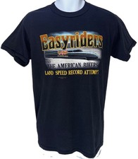 1980s 3D Emblem Harley Davidson Shirt Easyriders Land Speed Skull Sz Large RARE picture
