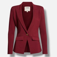 L'AGENCE Women's Red Chamberlain Knit Rayon Blend Blazer Size M picture
