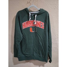 University of Miami Sweatshirt Hoodie College Hurricanes Green, Size Large picture