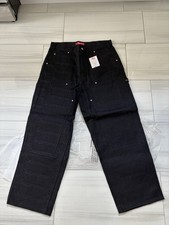 Supreme Jacquard Logos Double Knee Denim Painter Jean Black Size 32 Authentic picture