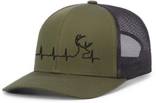 Heritage Pride Hat Deer Heartbeat Mens Mesh Back Trucker Hat Baseball Cap picture