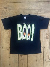 Vintage 80s Halloween Graphic T-shirt Boo Black Single Stitch Large Costume Eyes picture