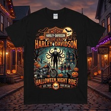 Funny Halloween Harley Motorcycle #12, iconic character Unisex T-Shirt S-5XL picture