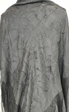 antique shawl throw silk black embroidered 60 x 60 in. fringe 8 in original 1890 picture