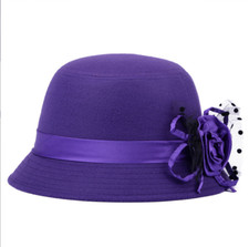 Cute Purple Bucket Hat with Rose Flower Bow picture