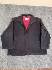 Vintage LL Bean Jacket Large Black FADED Wool Bomber Coat Red Lined USA picture