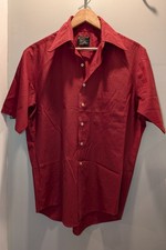 VTG 60s 70s Penneys Towncraft Point Collar Button Down Red Shirt Rockabilly L picture