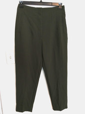 Zara Womens Dress Pants L Olive Green Stretch Pockets Professional Career Office picture