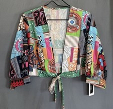 Blush Mark Women's Plus 0X 1/2 Sleeves Colorful Print Ties in Front Top NWT picture