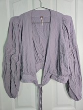 Free People lilac  Crop Top Tie Front Long Sleeve picture