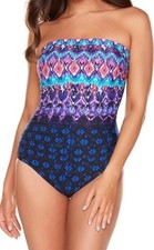 NWT Miraclesuit Avanti Convertible Bandeau 1pc Swimsuit Midnight Blue Size 16 picture