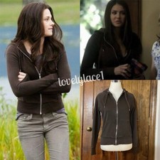 Divided H&M Zip Up Hoodie SA Chocolate Brown ASO Bella Swan Elena Gilbert Sz 8 picture