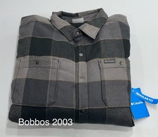 Columbia Men's Shacket Pockets Lined Snap Shirt Jacket, Black Multi Plaid, L picture