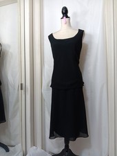Patra Women's Black sleeveless chiffon layered midi dress Size 16 picture