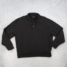 AllSaints Xander Sweat Polo Mens Large Black Long Sleeve Organic Cotton M020NC picture