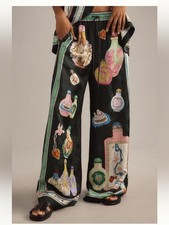Alemais Royal Bottle Print Pants sz US 12 picture