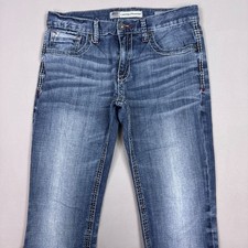 BKE Jeans Mens 32x34 Blue Carter Buckle Denim Pants Faded Stretch Embroidered picture