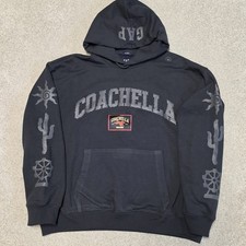 Coachella x Gap Hoodie L Mens Puffy Graphics 2026 Black Kangaroo Pocket NEW picture