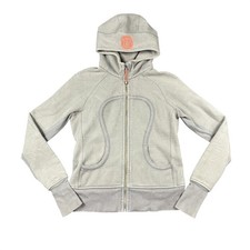 Lululemon Scuba Hoodie Womens Gray Fleece Lined Ribbed Trim Full Zip Size M / 6 picture