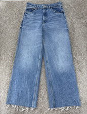 Zara Wide Leg High Rise Straight Jeans Women's 8 Blue Light Wash Coastal Boho picture