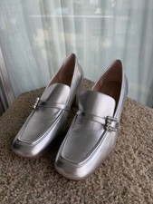 NWB Stuart Weitzman silver diamond buckle shoes size 9.5 chunky heel loafer picture