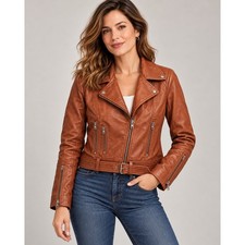 Real leather brand brown leather jacket picture