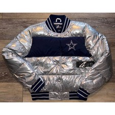 NWT G-III 4Her Dallas Cowboys Puffer Jacket Silver Navy NFL Football VarsityXS picture