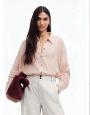 NWT Madewell Heathered Flannel Dolman Button Shirt Top Pink XS Oversized picture
