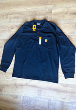 Carhartt Men’s Black Loose Fit Long Sleeve Henley Cotton Jersey Pocket L picture