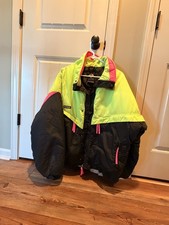 RARE Vintage Columbia Ski Jacket Mens L Black Neon Green Pink Colorblock PERFECT picture