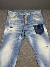 DSquared2 Mens Cool Guy Jeans 54 Blue Distressed 40x35 Italy Graphic Print picture