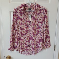 NWT STYLE & CO Women's Floral V Neck Casual career Everyday Summer Top Rayon S picture