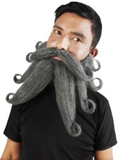 HPO Adult Men's Giant Ash Grey Pirates Davy Jones Mustache and Beard picture