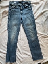 MOTHER The Mid Rise Dazzler Ankle Fray Jeans in We The Animals Size 26 picture