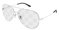 Gucci GG2172S 001 Unisex Aviator Sunglasses in Silver w. Silver GG Pattern Lens picture