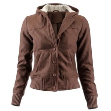 Handmade Twilight Bella Swan Brown Wool Hooded Jacket Women | Fleece Bomber Coat picture