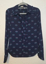 Sunday Best Long Sleeved Navy Flowered Blouse with Ruffles from Aritzia picture