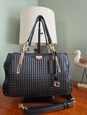 Coach Dreamer 38541 Quilted Rivets Black Nappa Leather Satchel Bag picture