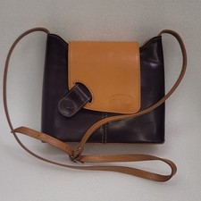 L'Artigiano Italian Leather Two Tone Crossbody Bag Made In Italy brown/ purple picture