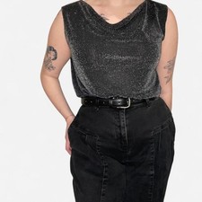 American-vintage Women's Black and Grey Blouse picture
